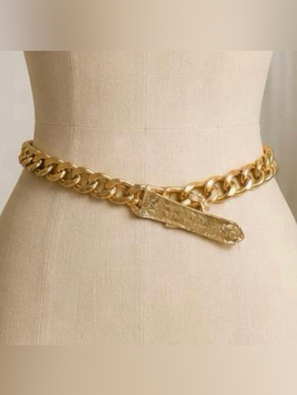 1990’s Vintage Gold Thick Link Chain Belt, Statement Belt, Heavy Gold Metal